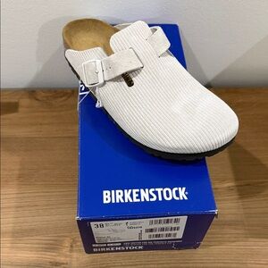 NWT Birkenstock Boston Corduroy Antique White